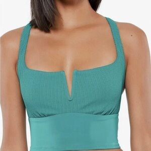 Sanctuary SWEET Sandbar Solids V-Wire Crop Racerback Swim Top Size S